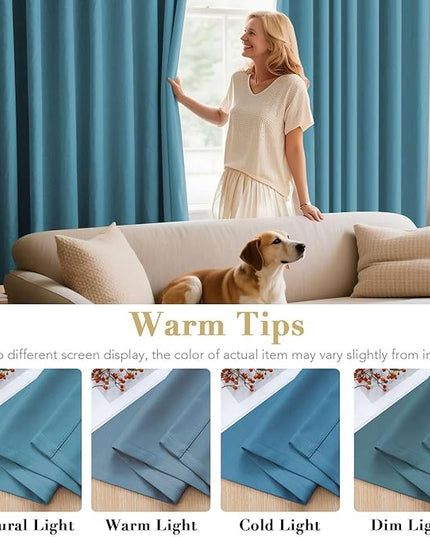 H.VERSAILTEX Premium Blackout Thermal Insulated Room Darkening Curtains for Bedroom/Living Room - Classic Grommet Top (2 Panels, Storm Blue, 52 Inch by 96 Inch)
