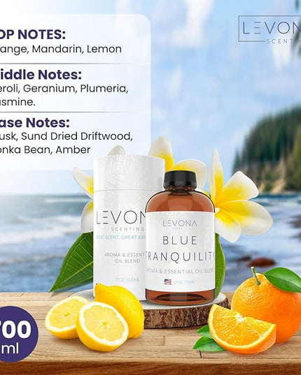 Levona Scent Pure Essential Oils: Blue Tranquility Essential Oils - Home Luxury Scents for Diffusers for Home, Hotel & Office - Scented Fragrance Oil Blends - Essential Oil for Humidifiers - 700 Ml