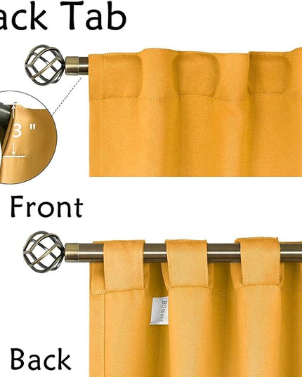BGment Rod Pocket and Back Tab Blackout Curtains for Bedroom - Thermal Insulated Room Darkening Curtains for Living Room, 2 Window Curtain Panels (42 x 84 Inch, Mustard Yellow)