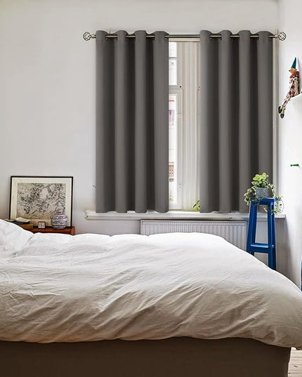 BGment Blackout Curtains for Bedroom - Grommet Thermal Insulated Room Darkening Curtains for Living Room, Set of 2 Panels (52 x 45 Inch, Grey)