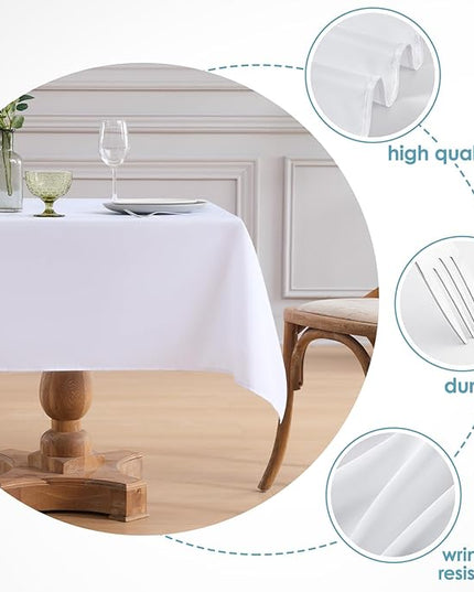 VidaFete Square Tablecloth 6 Pack 52 x 52 Inch Tablecloths Stain Wrinkle Resistant Polyester Dining Table Cover for Kitchen Dinning Party Wedding Rectangular Tabletop Buffet Decoration(White)