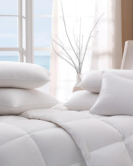 Cuddledown Organic Cotton Down Alternative Pillow | 100% Organic Cotton Shell | European Down Alternative Fill | Hypoallergenic | Handcrafted | Oeko-TEX Certified | 20" x 30" | Queen | Soft