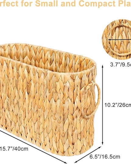 Large Toilet Paper Storage Basket, Wicker Toilet Paper Holder for up to 6 Rolls, Water Hyacinth Toilet Paper Basket Bathroom Organizer, Rattan Bathroom Accessories Organizer