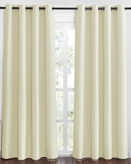 NICETOWN Room Darkening Beige Curtain 80 inch Length, Grommet Thermal Insulated Doorway Drape Blackout Curtain Sound Reducing for Bedroom/Living Room, 1 Panel, W46 X L80