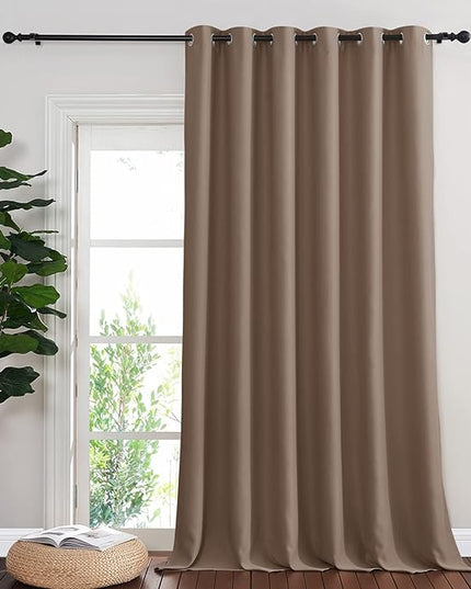 NICETOWN Blackout Room Divider Curtains for Sliding Glass Doors 102 Inches Long 1 Panel, Extra Wide Curtains for Doorway Patio Bedroom Living Room (Cappuccino, 80Wx102L, 1 Panel)