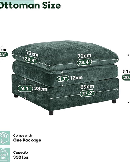 Tbfit Single Sofa Ottoman, Modern Comfy Cloud Sofa, Spring Seat Cushions, Chenille, Green