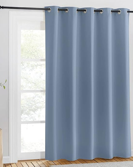 NICETOWN Blackout Curtains for Windows 84 inch Long - Window Treatment Thermal Insulated Solid Grommet Room Darkening Drapes for Bedroom/Living Room (Stone Blue, 1 Panel, W66 x L84)