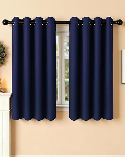 Room Darkening Curtains 54 Inch Length for Bedroom Living Room, Insulated Thermal Grommet Curtain Drapes, Blackout(60-90%,Not 100%) Window Treatment Decor, 2 Panels, 52x54, Navy Blue