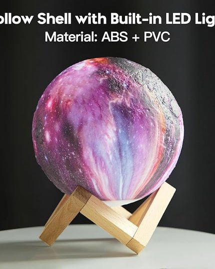 BRIGHTWORLD Moon Lamp Galaxy Lamp 5.9 inch 16 Colors LED 3D Moon Light, Remote & Touch Control Moon Night Light Christmas Gifts for Girls Boys Kids Women Birthday（Wooden Base）