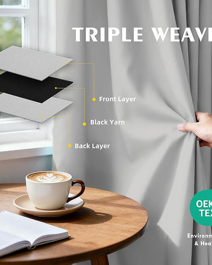 Room Darkening Curtains 95 Inch Length for Bedroom Living Room, Insulated Thermal Grommet Curtain Drapes, Blackout(60-90%,Not 100%) Window Treatment Decor, 2 Panels, 52x95, Silver Grey