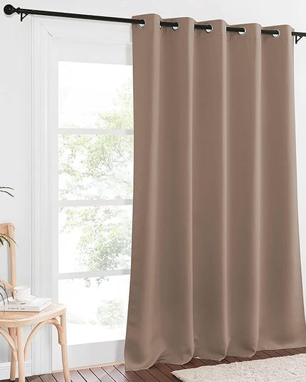 NICETOWN Patio Blackout Curtain Panels - Extra Wide Sliding Door Thermal Insulated Drape, Privacy Room Divider Curtain for Bedroom Office (Cappuccino, 66 x 118 Inch Long)