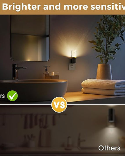 L LOHAS LED Night Light, Dimmable Night Lights Plug into Wall, 2 Pack Automatic Night Lights Plug in with Auto Light Sensor, Adjustable Brightness 3000K LED Night Light, for Bedroom Hallway Home Decor
