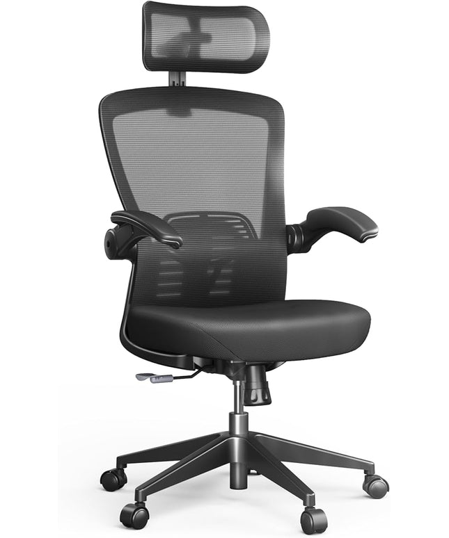 FLEXISPOT OC3 Pro Ergonomic Office Chair High Back Computer Chair with Flexible Flip-up Armrest/8-Level Lumbar Support, High Elastic Foam Seat Cushion, Chairs for Home Office Working Studying, Black