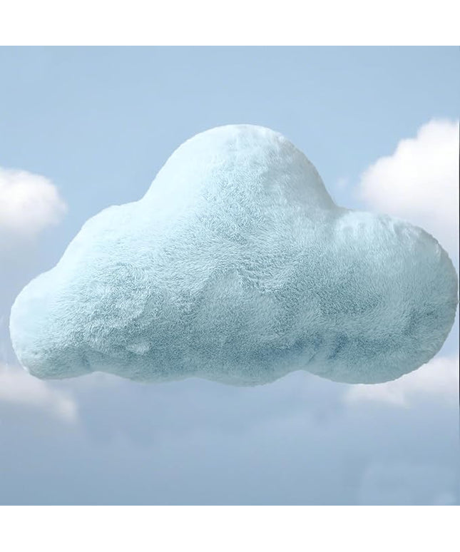 YRXRUS Cloud Pillows, Blue Cloud Shaped Pillow, Decorative Throw Pillow Gifts, Cute Plush Room Decor, Fluffy Faux Rabbit Fur 9.5"x16" Pillows for Living Bedroom Kids Room