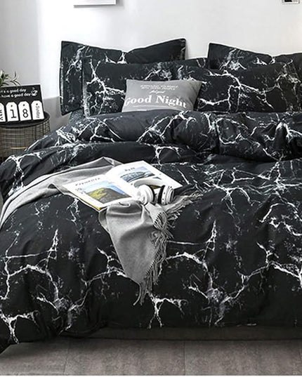 CLOTHKNOW Black California King Comforter Set Marble Bedding Comforter Sets Black White Comforter Abstract Comforter with 2 x Pillow Cases