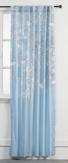Maison d' Hermine Curtains for Living Room 100% Cotton 108 inch Length One Panel Light Filtering Curtains for Bedroom Windows with Rod and Loop Pockets Drapes (Celeste, 50" W x 108" L)