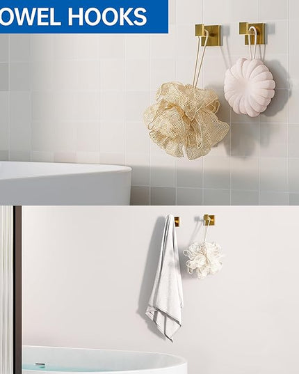 5-Piece Bathroom Hardware Accessories Set, 23.6 Inch SUS304 Stainless Steel Towel Bar Set, Wall Mounted Bathroom Towel Holders, Towel Hooks with Toilet Paper Holder