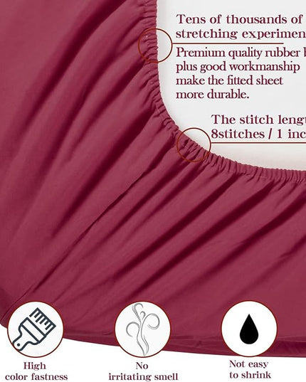 NTBAY Toddler Bedding Set - 4 Piece Soft and Breathable Crib Bedding Set for Boys and Girls, Includes Quilted Comforter, Fitted Sheet, Flat Top Sheet and Envelope Pillowcase, Wine Red