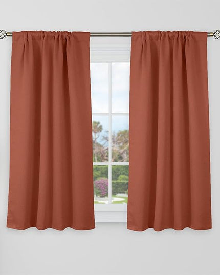 BGment Terracotta Blackout Curtains for Small Window - 34 x 40 inch Short Curtains Privacy Thermal Insulated Room Darkening Rod Pocket and Back Tab Fall Drapes for Kitchen/Cafe/Bedroom, 2 Panels