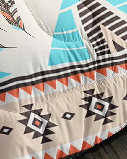 AILONEN Tribal Geometric Comforter Set Queen Size, Native American Dreamcatcher Bedding Set,American Indian Ethnic Geometric Seamless Pattern Duvet Set 3 Pieces, 1 Quilt and 2 Pillowcases