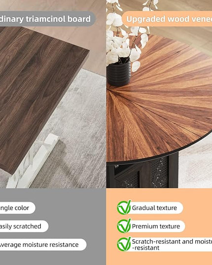 47" Round Dining Table Set for 4-6 People, Large Farmhouse Kitchen Dining Table Set with Chairs and Storage Rack, Metal Base Round Table for Home Dining Room Living Room (Cat table and 4 brown chairs)