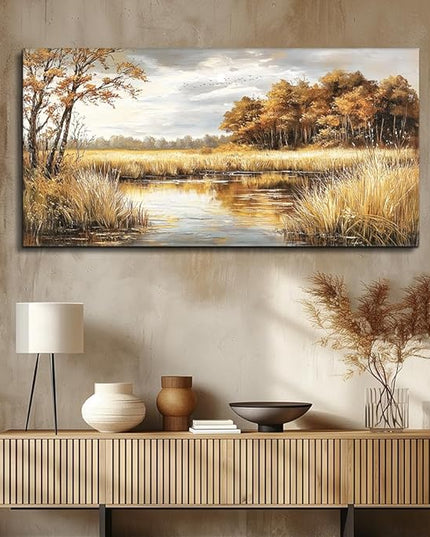 ERQINHUA Large Canvas Printing Picture Wall Decor Painting Wall Art For Living Room Dining Room Decoration Lake Surface Landscape Painting Farmhouse Bedroom Office Mural Artwork Home Decor 24x48 In
