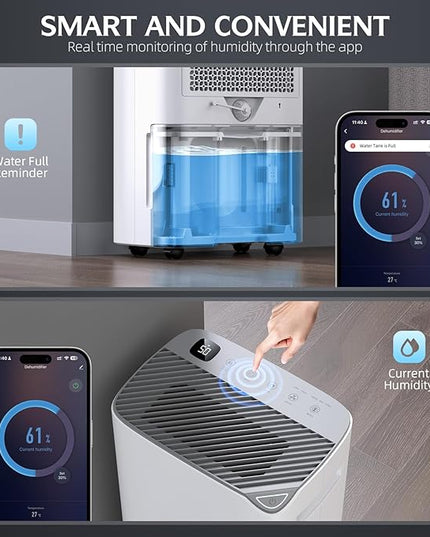 2500 Sq.Ft Smart Compressor Dehumidifiers for Home, Basement Bedroom,Bathroom, 34 Pints Energy Star, Auto or Manual Drainage, with Drain Hose,Continuous Drainage, Auto Defrost, 24H Timer
