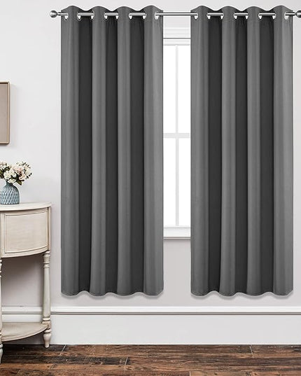 Joydeco Blackout Curtains 72 Inch Length 2 Panels Set, Thermal Insulated Long Curtains& Drapes 2 Burg, Room Darkening Grommet Drapes for Living Room Bedroom Window (W52 x L72 Inch, Light Grey)