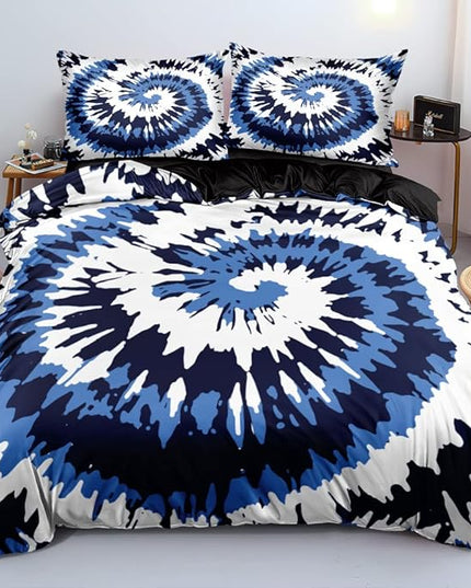 Tie Dye Duvet Cover Set Twin Size Tie Dye Purple Blue Bed Set Boys and Girls Comforter Cover and Pillow Shams for Women Decor Bedroom