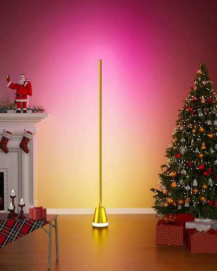 Keepsmile Smart RGB LED Corner Floor Lamp,172 LEDs Bright Standing Lamps for Living Room with APP and Remote,Modern Floor Lamp with Music Sync and 16 Million Colors, Ambient Lighting for Bedroom Gold