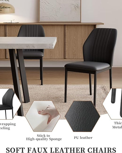 47.2"- 62.9" Extendable Dining Table Set for 4, Modern Kitchen Table with Dining Chairs for 4-6 Person, Thickened Expandable MDF Wooden Table with Metal Legs for Dining Room, Kitchen, Living Room