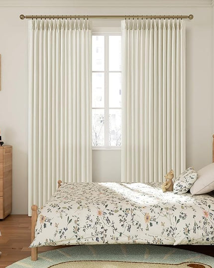 Pinch Pleated Cream Beige 72 Inch Length Curtains for Bedroom，Rustic Oatmeal Viral Sheer Window Drapes Light Filtering Privacy Cottagecore Office Sunroom Back Tab Fabric Curtain 40" W x 72" L