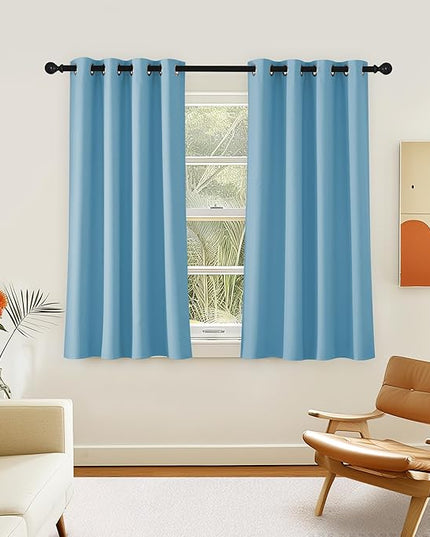 NICETOWN Room Darkening Short Curtain 54 inches Long for Living Room, Grommet Sound Reducing Thermal Insulated Curtains for Bedroom Nursery Window, 46W x 54L, 1 Piece, Teal Blue