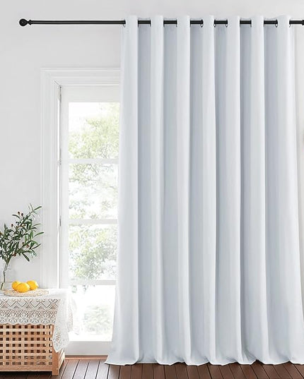 NICETOWN Patio Door Curtain for Living Room, Grommet Sound Reducing Room Divider Privacy Window Treatment for Bedroom, Greyish White, 1 Panel, W100 x L102