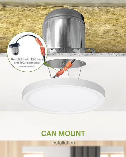 ASD LED 5" Round Flush Mount Ceiling Light Fixture, Low Profile Surface Lighting | 5CCT, Dimmable, Ultra-Thin, ETL Listed | 10W 700LM 2700-6000K 120V | Kitchen, Bedroom, Hallway Lamp | White