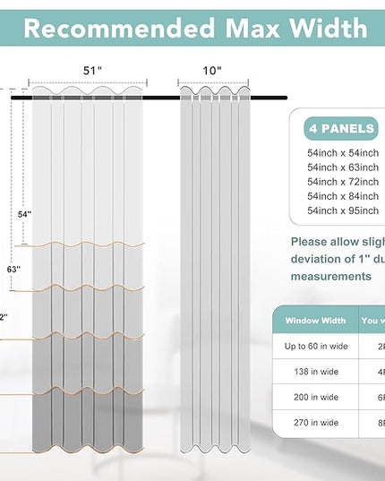 BONZER 100% Blackout Curtains 4 Panels - Thermal Insulated Light Blocking Window Drapes 63 Inch Length, Single Layer Grommet Curtain with Black Laminated Backing for Bedroom/Living Room, Pure White