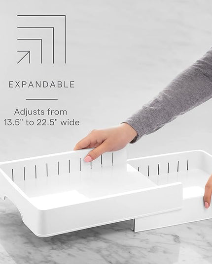 YouCopia StoraLid Food Container Lid Organizer, Expandable with Tall Dividers, White