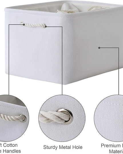 TheWarmHome Organization and Storage Basket for Shelves - Extra Jumbo 3 Pack 20.5x15.8x13.8 inch Cube Storage Bins for Toy Closet Box Home Organizer Gift (White)