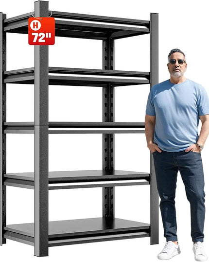 Heavy Duty Storage Shelves 5-Tier Adjustable Garage Shelving Unit, Strong Metal Storage Rack Shelving for Garage, Warehouse, Pantry Organization 16" D x36 W x78 H