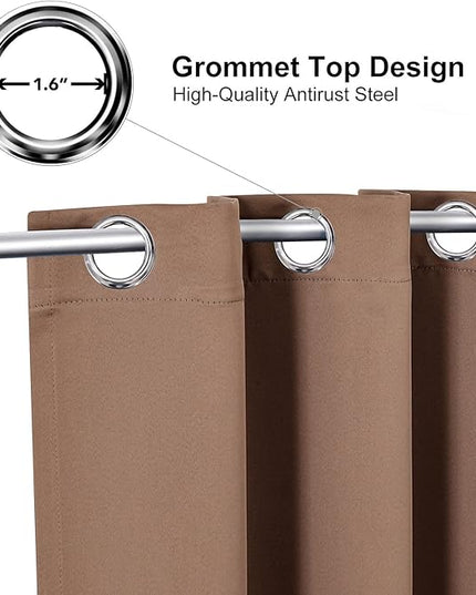 ChrisDowa Room Darkening Curtains 120 Inches Long 2 Panels Set for Living Room, Grommet Thermal Insulated Blackout Curtains for Bedroom (Cappuccino, 52 x 120 Inch)