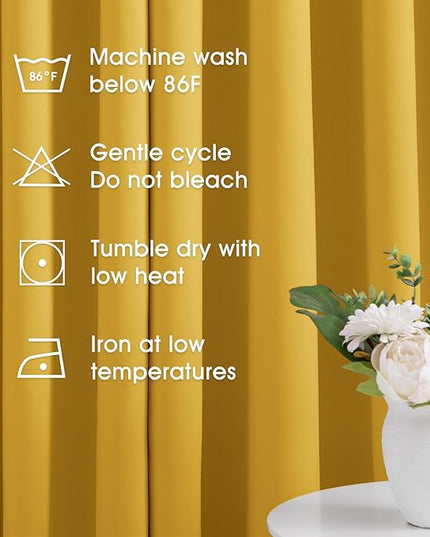 HOMEIDEAS Blackout Curtains 52 X 96 Inch Long Set of 2 Panels Mustard Yellow Room Darkening Bedroom Curtains/Drapes, Thermal Grommet Light Bolcking Window Curtains for Living Room