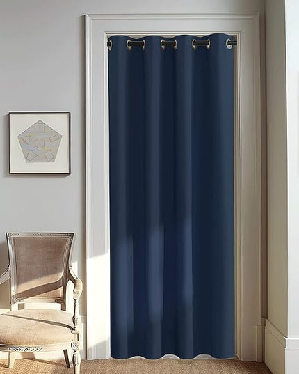 NICETOWN Navy Blue Blackout Window Curtain for Doorway - Grommet Privacy Window Treatment Energy Saving Thermal Insulated Room Darkening for Bedroom (1 Panel, W46 x L80)