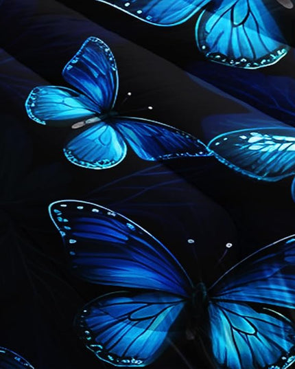 Dream Blue Butterfly Comforter Set Full Size,Boho Bedding Comforter Sets for Kids Boys Girls Bedroom Decor Aesthetic,Animal Themed Bedding Soft Fluffy Comforter Sets with 2 Pillowcases.