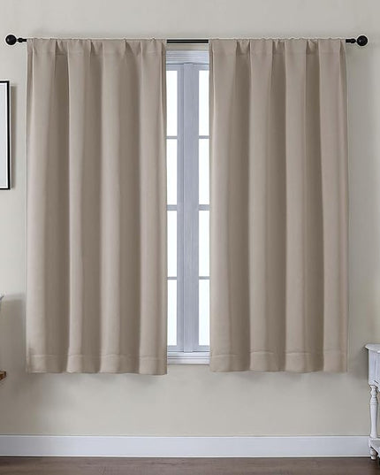 Gwine Stone Blackout Curtains for Bedroom 54 Inches Long, Thermal Insulated Room Darkening Curtains for Living Room Each 40" Wx54 L, 2 Panels