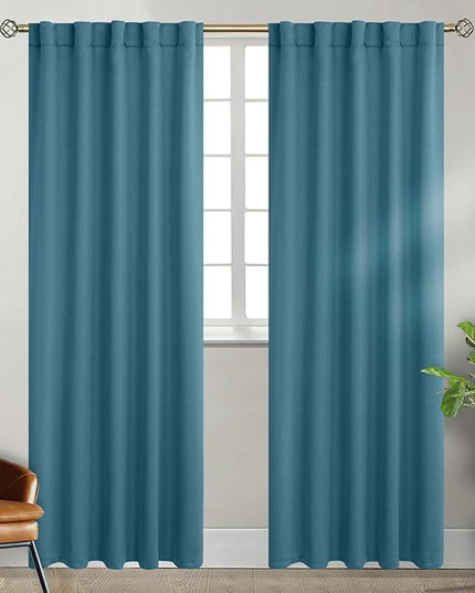 BGment Window Curtains for Bedroom - 84 Inch Rod Pocket and Back Tab Thermal Insulated Room Darkening Curtains for Living Room, 2 Curtain Panels (42 x 84 Inch, Steel Blue)