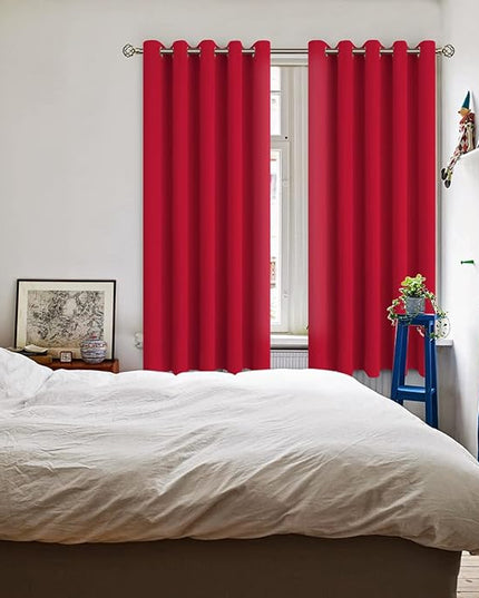 BGment Room Darkening Curtains 63 Inches Long - Grommet Thermal Insulated Drapes Window Treatment Curtains for Bedroom, 2 Panels, 70 x 63 Inch, Red