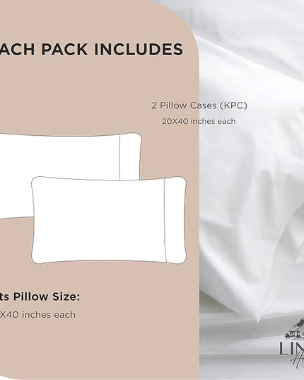 Linen Home 100% Cotton Percale Pillowcases King Size, Sand Shell, 2 Pieces of Pillow Case, Crisp and Cool Strong Bed Linen, 20 inches X 40 inches