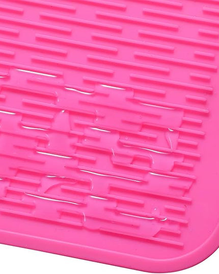 Silicone Dish Drying Mat for Multiple Usage,Easy clean,Eco-friendly,Heat-resistant Silicone Mat for Kitchen Counter or Sink,Refrigerator or Drawer Liner Rose 2XL 24 inches x 18 inches