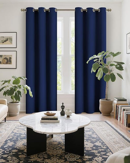YoungsTex Navy Blue Blackout Curtains 84 Inches Long for Bedroom - Thermal Insulated Drapes with Grommet Room Darkening for Living Room Privacy Blinds, 2 Panels, 42 x 84 Inch