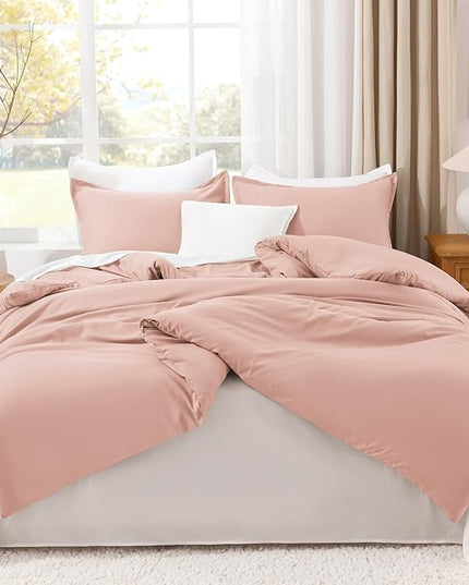 Litanika Comforters Blush Super King Plus Size, 3 Pieces Lightweight Solid Bedding Set & Collections, All Season Fluffy Bed Set (128x120In Comforter & 2 Pillowcases)